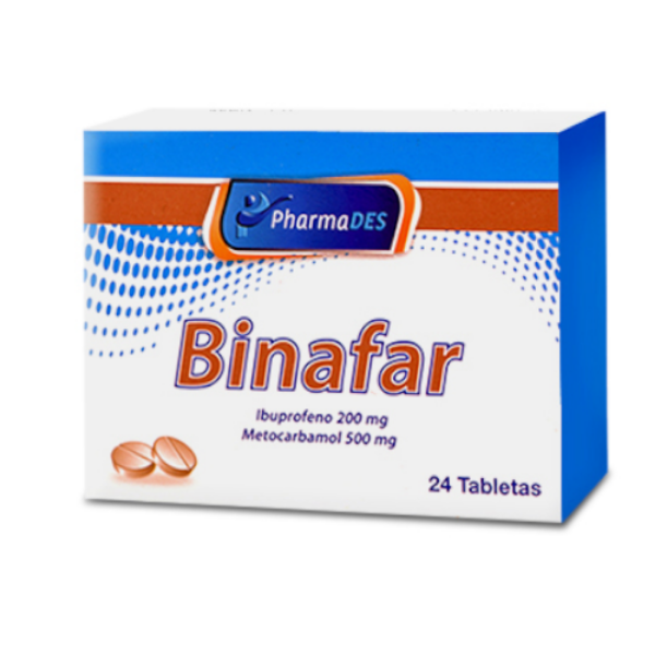 Imagen de BINAFAR (IBUPROFENO+METOCARBAMOL) CJ* 24 TABS