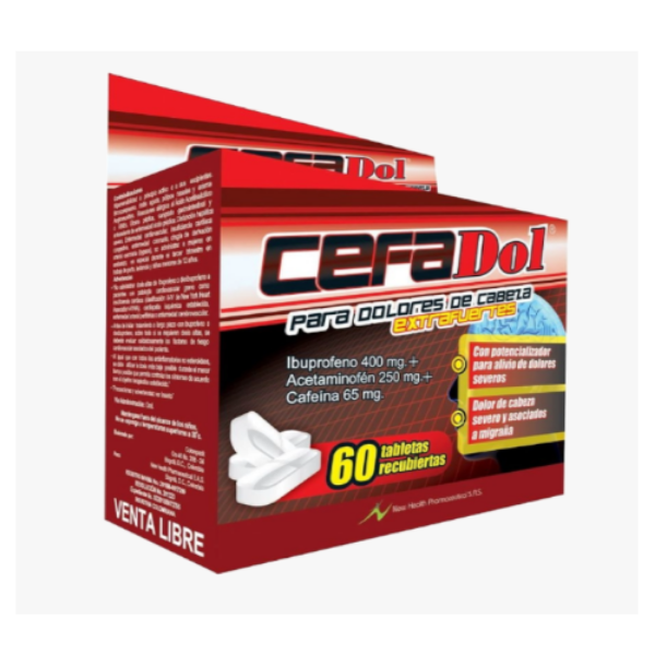 Imagen de CEFADOL CJ*60 TABS REC (IBUPROFENO + ACETAMINOFEN+ CAFEINA)