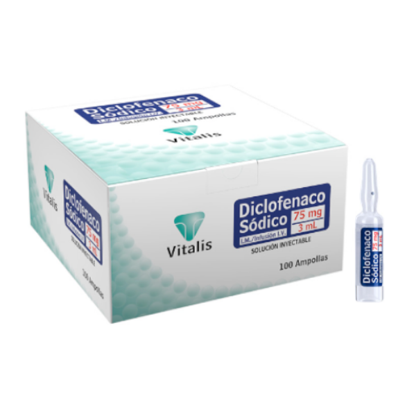 Imagen de DICLOFENACO 75Mg/3Ml CJ*100 AMP Vitalis