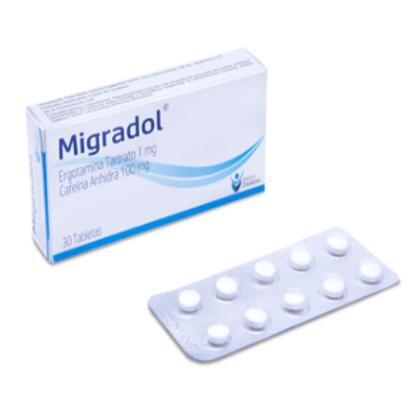 Imagen de MIGRADOL(ERGOTAMINA + CAFEINA) CAJA*30 TABS