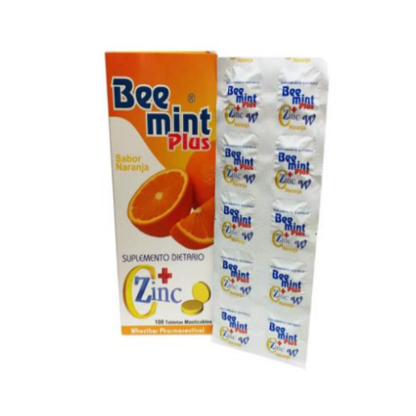 Imagen de BEE MINT+ ZINC PLUS NARANJA CJ*100 TBS
