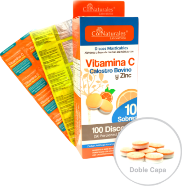 Imagen de VITAMINA C -ZINC - CALOSTRO BOVINO CJ*100 TBS