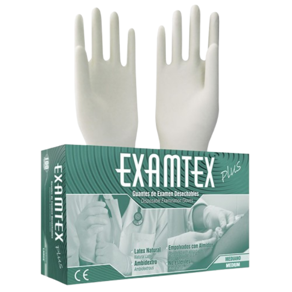 Imagen de GUANTES EXAMEN LATEX TALLA M CAJA*100 UNDS