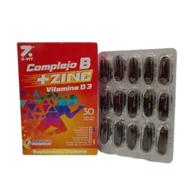 Imagen de COMPLEJO B +ZINC+VITAMINA D3 ZVIT *30 CAP