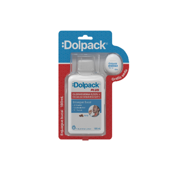 Imagen de DOLPACK ENJUAGUE BUCAL CLORHEXIDINA FCO *180ML + SEDA 15M
