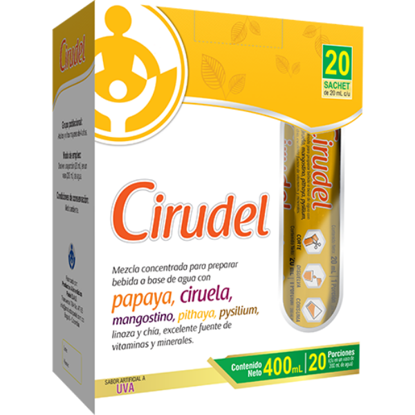 Imagen de CIRUDEL  CON PAPAYA CIRUELA Y PYSILIUM CAJA*20 SOBRES