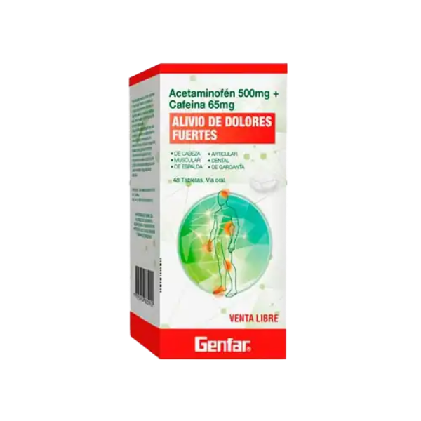 Imagen de ACETAMINOFEN  500MG + CAFEINA 65 MG *48 TAB