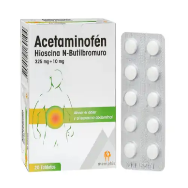 Imagen de ACETAMINOFEN 325+N-BULIB DE HIOSINA 10MG CJ*20TAB
