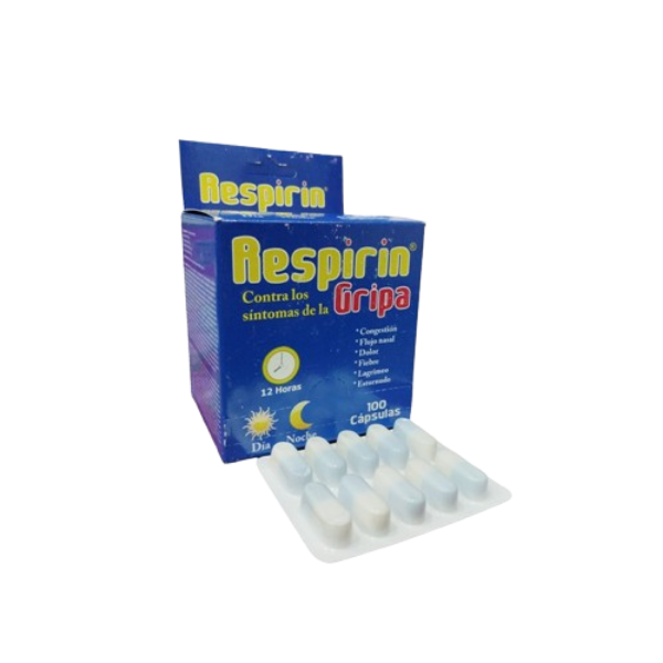 Imagen de RESPIRIN (ACETAMINOFEN - CAFEINA-FENILEFRINA- CETIRIZINA) CJ*100 CAPS