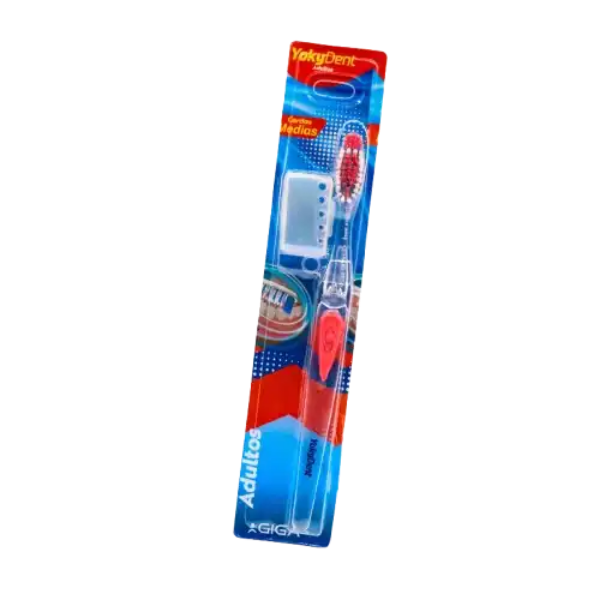 Imagen de CEPILLO DENTAL TRANSPARENTE MEDIO PORTA CEPILLO *1UNID YDA 105